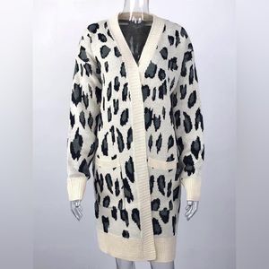 Leopard Print Open Front Cardigan- XL